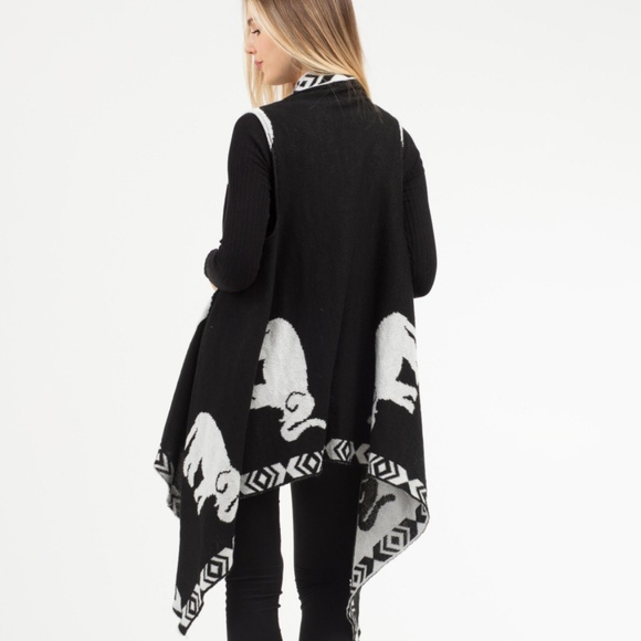 NWT *BOUTIQUE*    ELEPHANT OPEN LONG VEST   OSFALL - Picture 4 of 4